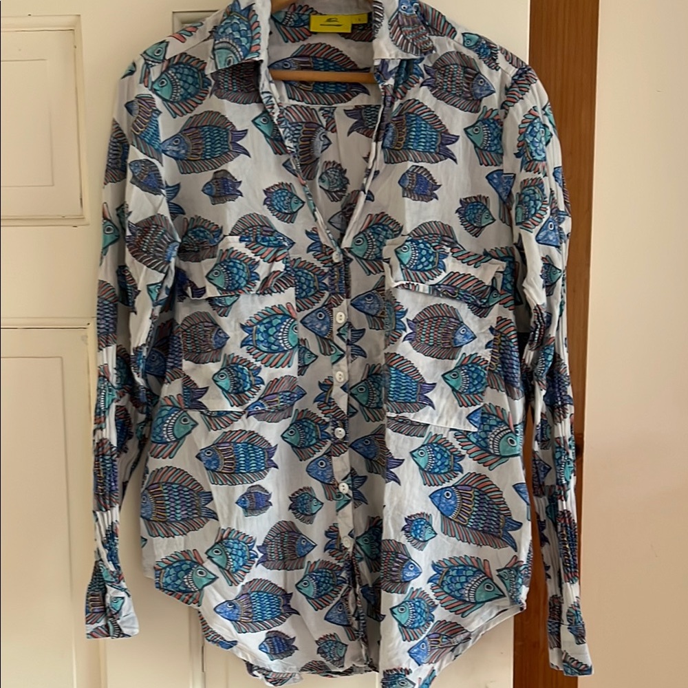 Roberta roller rabbit linen fish top, women’s small